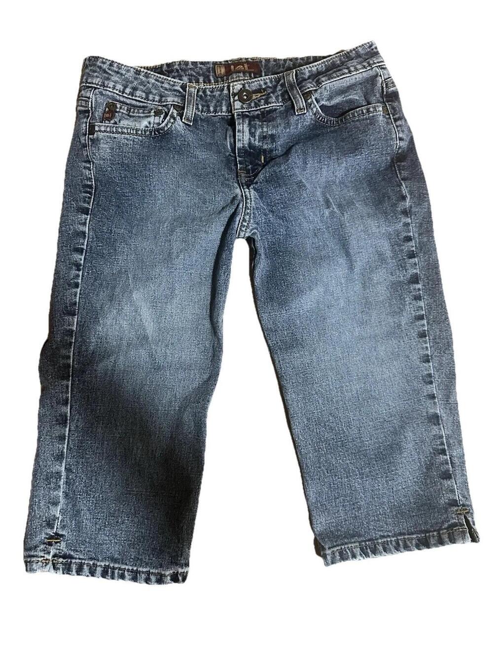 VINTAGE Y2K LEI Womens Low Rise Capri Jeans Jr 27” Size 5 Med Wash